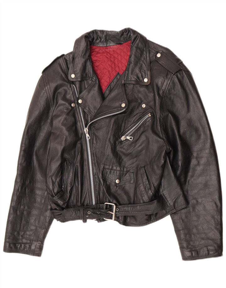 Vintage męska skórzana kurtka motocyklowa IT 52 XL czarna