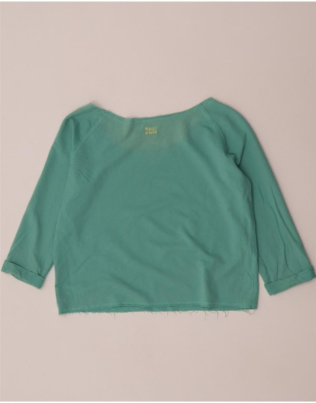 Damski krótki top Maui and Sons z grafiką, rękaw 3/4, UK 14, średni turkus