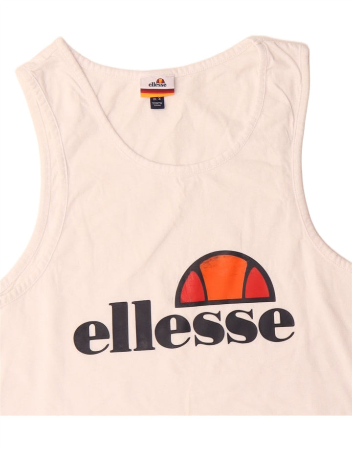 Męska kamizelka z grafiką Ellesse, mała, biała, bawełniana