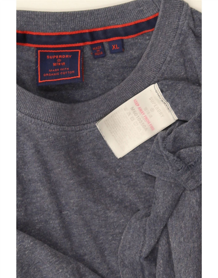 SUPERDRY Męski top z długim rękawem XL, bawełniany w niebieskie plamki