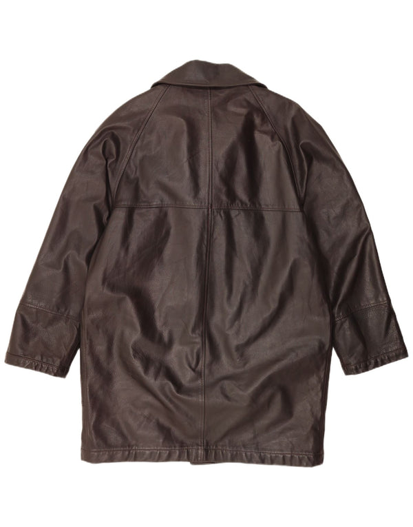 MABRUN Damski płaszcz skórzany oversize IT 50 XL Brązowa skóra