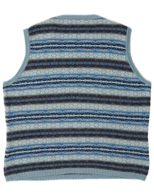 Luisa Spagnoli Damski podkoszulek z kamizelką UK 16, duży, niebieski Fair Isle Wool