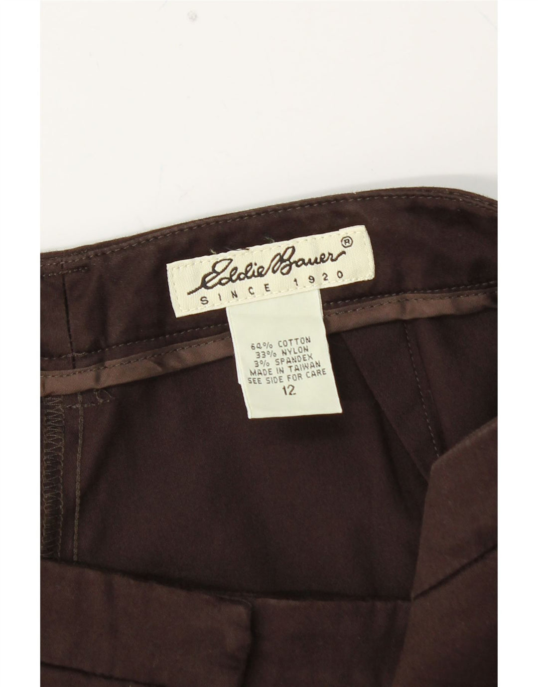 Damskie proste spodnie chino EDDIE BAUER US 12 duże W32 L30 brązowe