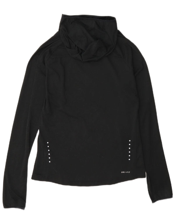 Damska koszulka z kapturem Nike Dri Fit z długim rękawem, UK 10, mały, czarny poliester