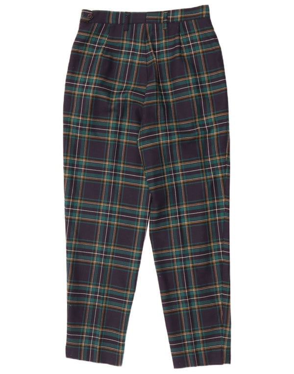 Damskie zwężane spodnie garniturowe Gianni Abozzi IT 44 Medium W28 L27 Zielona kratka