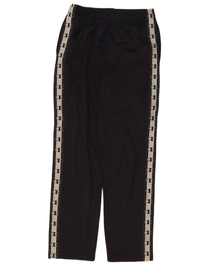 CHAMPION Mens Graphic Tracksuit Trousers Small Black Polyester