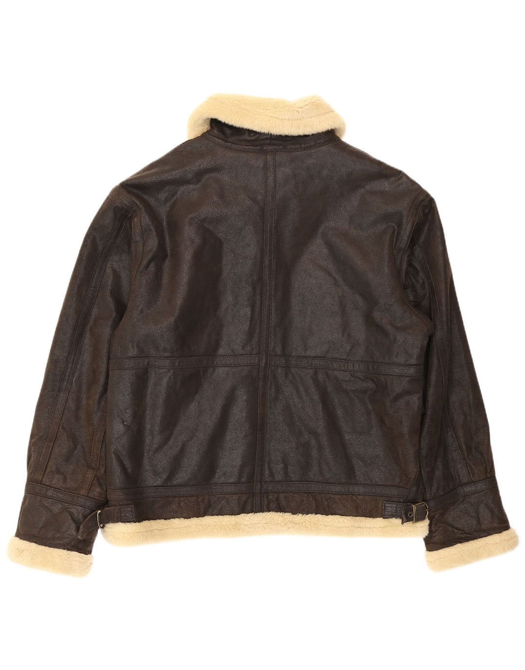 Vintage męska kurtka skórzana Sherpa UK 38 w kolorze średniego brązu