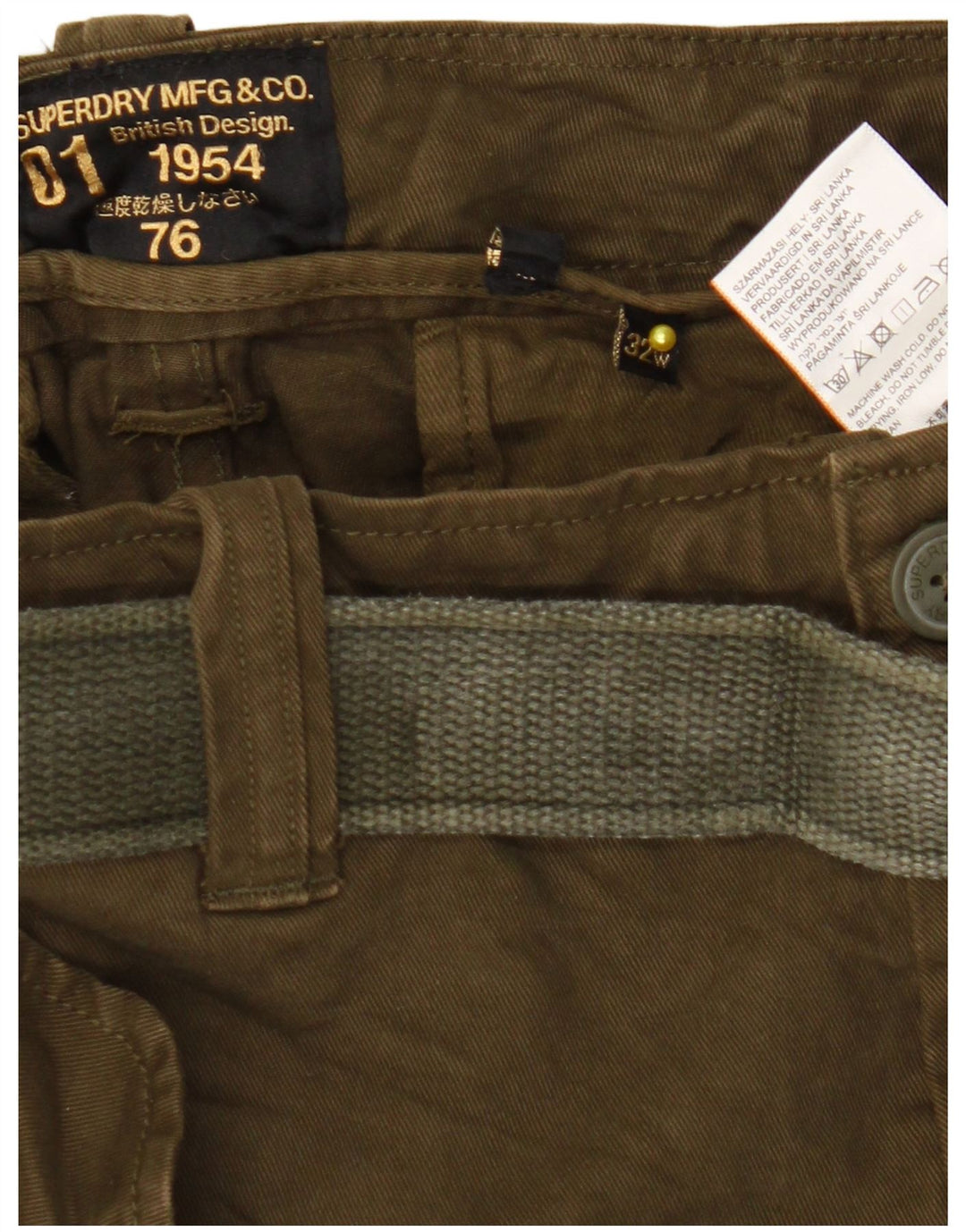 Męskie spodenki cargo Superdry W32, średnia bawełna khaki