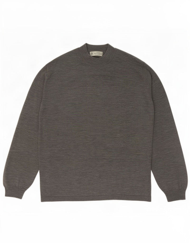 Marks & Spencer Męski sweter z golfem, duży, szary, nakrapiany