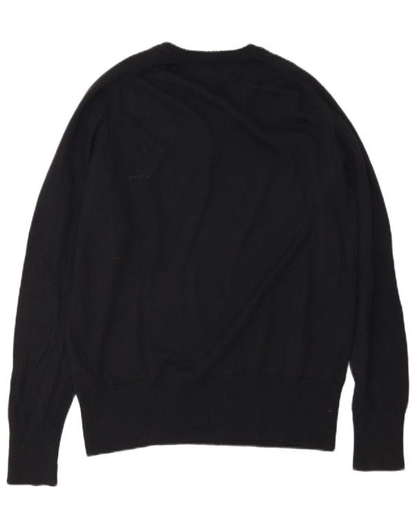 Męski sweter z dekoltem w kształcie litery V, Calvin Klein Jeans, średni czarny, wełna merynosów
