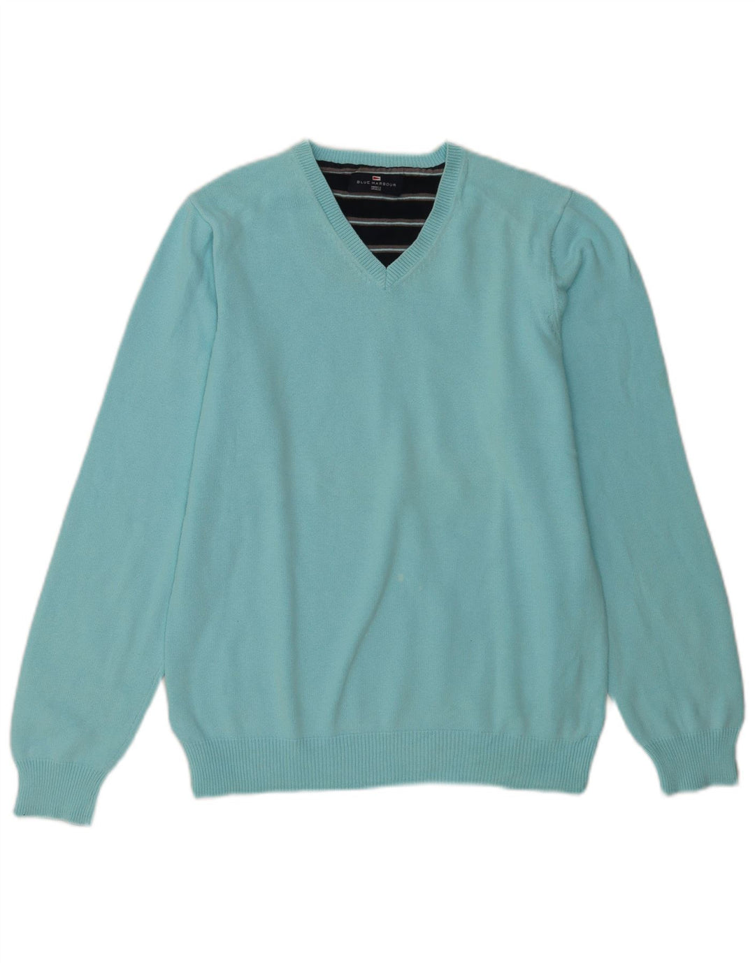 Męski sweter Marks & Spencer Blue Harbor z dekoltem w kształcie litery V, mały, turkusowy