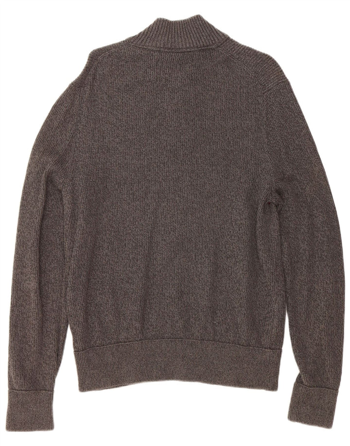 EDDIE BAUER Męski sweter zapinany na zamek, duże, bawełniane, w szare paski