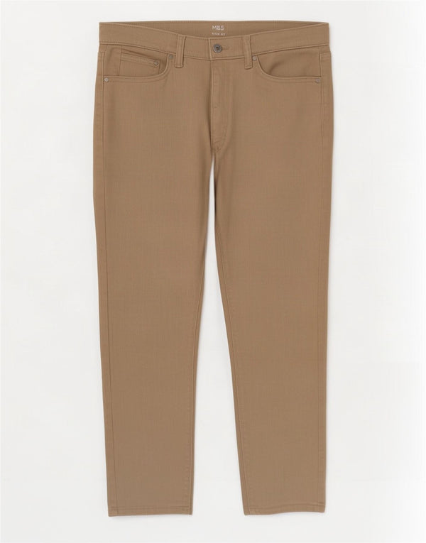 Marks & Spencer Damskie jeansy slim W34 L29 Beżowa bawełna