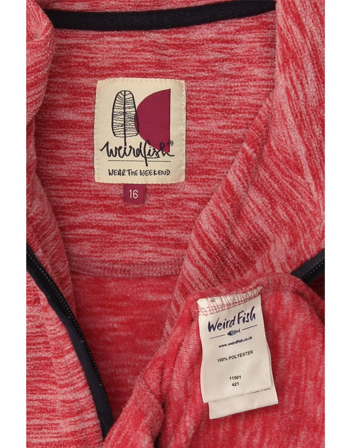 Damska bluza z zamkiem Weird Fish, UK 16, duża, czerwona, nakrapiana