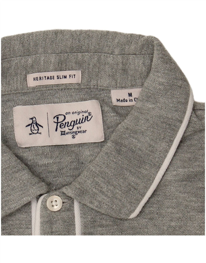 Męska koszulka polo Penguin Heritage Slim Fit w średnie szare paski