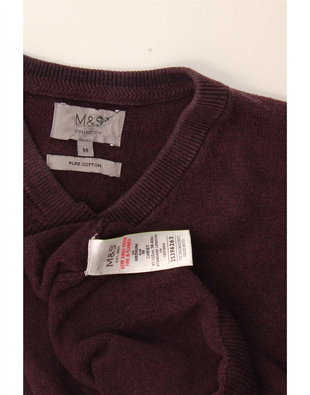 Marks & Spencer Damski sweter z dekoltem w kształcie litery V, UK 14, średni burgund