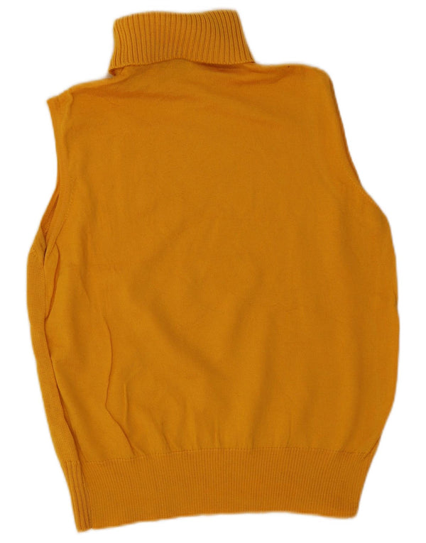 Vintage damski podkoszulek z golfem i golfem UK 14, średnia żółta wełna z merynosów