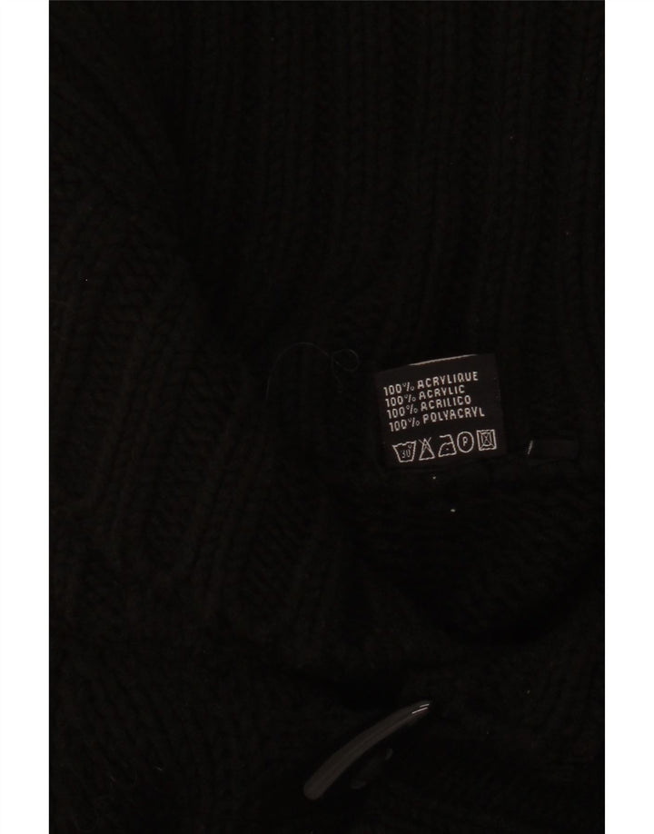 Vintage męski sweter rozpinany, duży czarny akryl