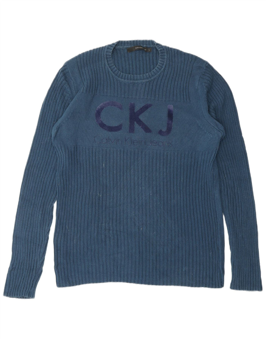 Męski sweter z okrągłym dekoltem CALVIN KLEIN JEANS, duży, niebieski