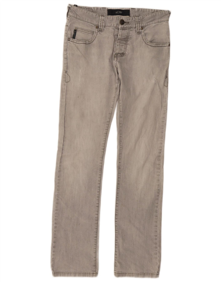 ARMANI Mens Distressed Straight Jeans W30 L32 Grey Cotton