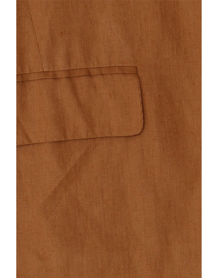 Damska marynarka zapinana na 1 guzik Max Mara UK 14, duża, brązowa lniana