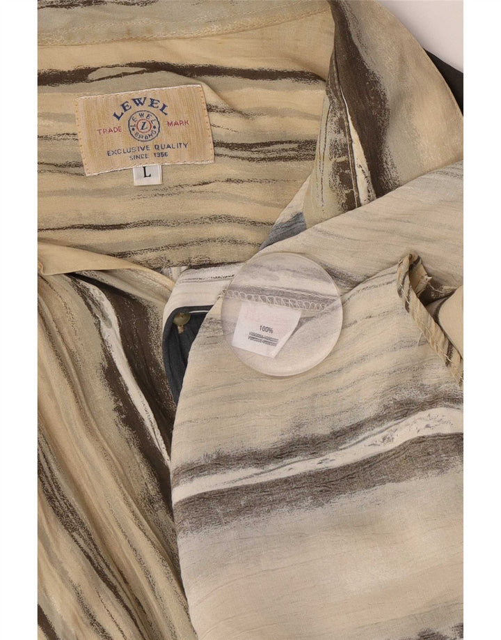 Koszula męska z krótkim rękawem w stylu vintage, duża, beżowa, wiskozowa w paski