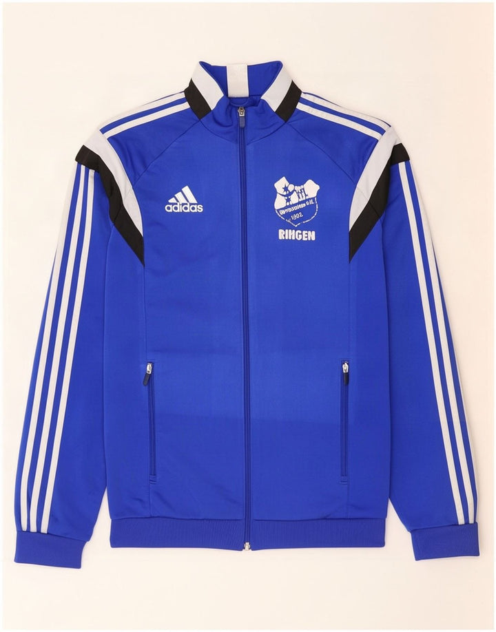 Adidas Męska bluza dresowa z grafiką, średnia niebieska, poliester z blokami kolorów