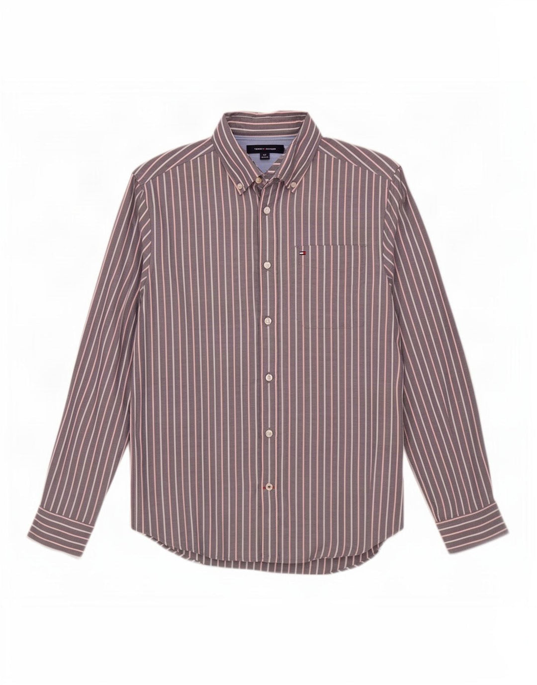 Koszula męska Tommy Hilfiger, mała, szara, bawełniana w prążki