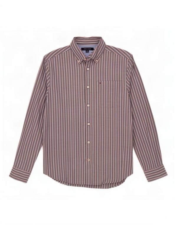 Koszula męska Tommy Hilfiger, mała, szara, bawełniana w prążki