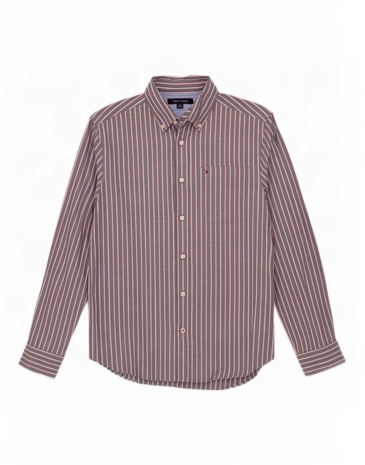 Koszula męska Tommy Hilfiger, mała, szara, bawełniana w prążki