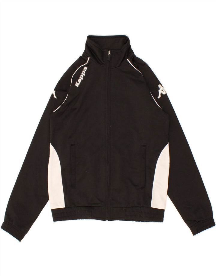 KAPPA Boys Graphic Tracksuit Top Jacket 9-10 Years Black Colourblock Vintage Kappa and Second-Hand Kappa from Messina Hembry 
