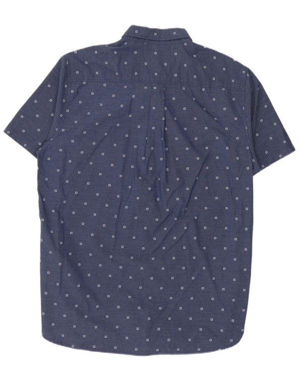 Superdry Mens Short Sleeve Regular Fit Shirt XL Blue Spotted Cotton
