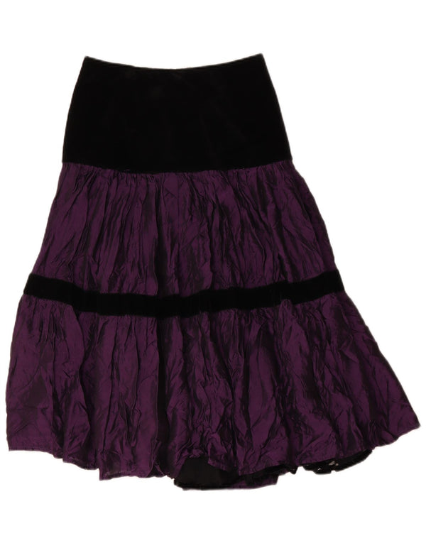 Warstwowa spódnica damska w stylu vintage IT 42 Medium W28 Fioletowy poliester z blokami kolorów