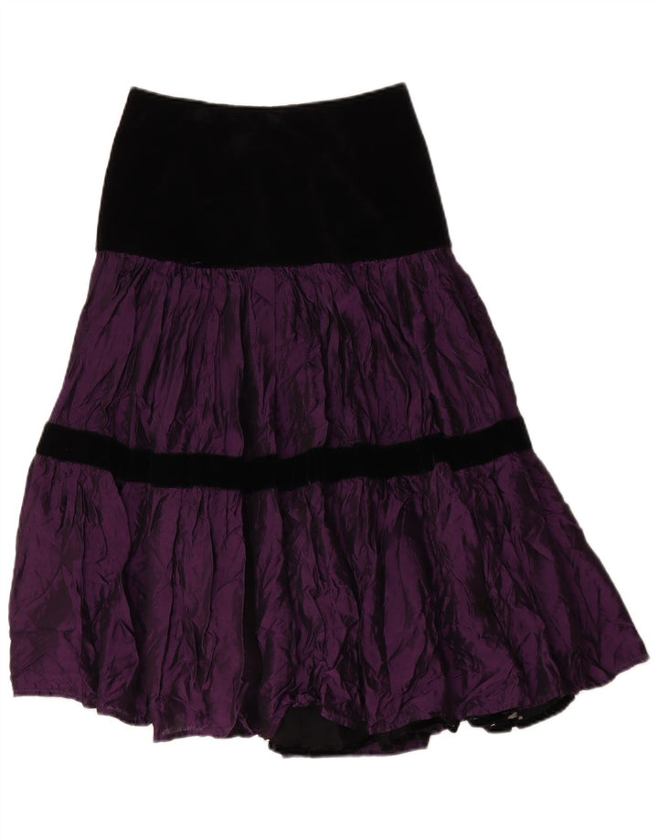 Warstwowa spódnica damska w stylu vintage IT 42 Medium W28 Fioletowy poliester z blokami kolorów