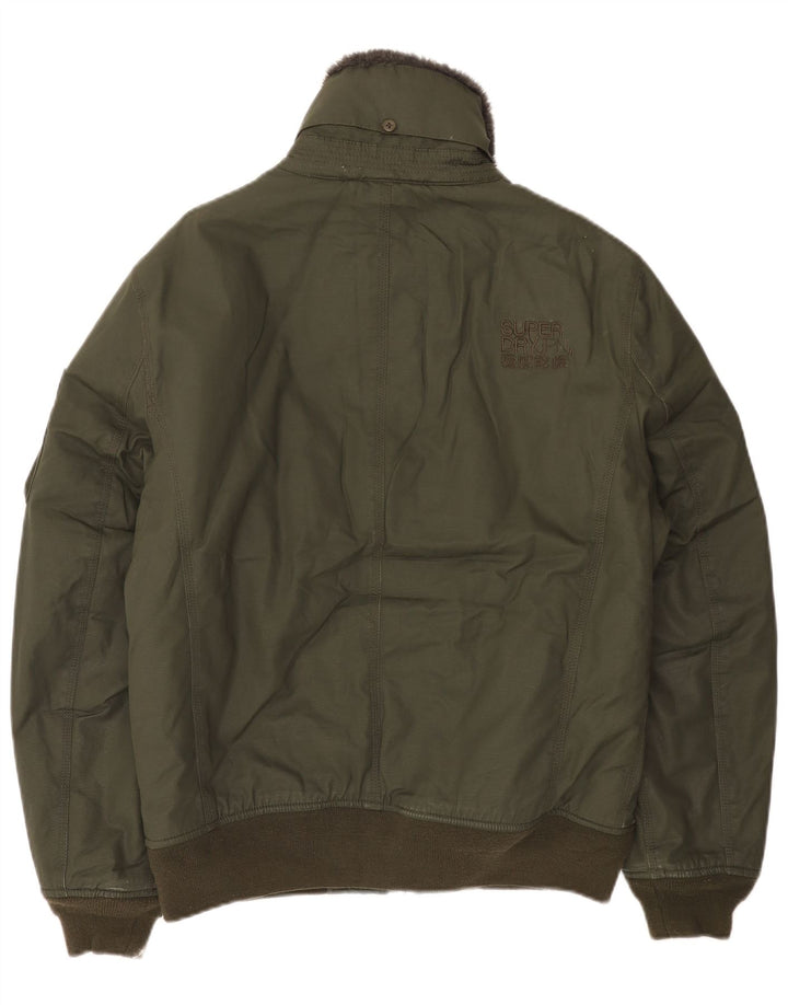 Męska wojskowa kurtka bomber Superdry z grafiką, UK 42 XL, khaki, poliester