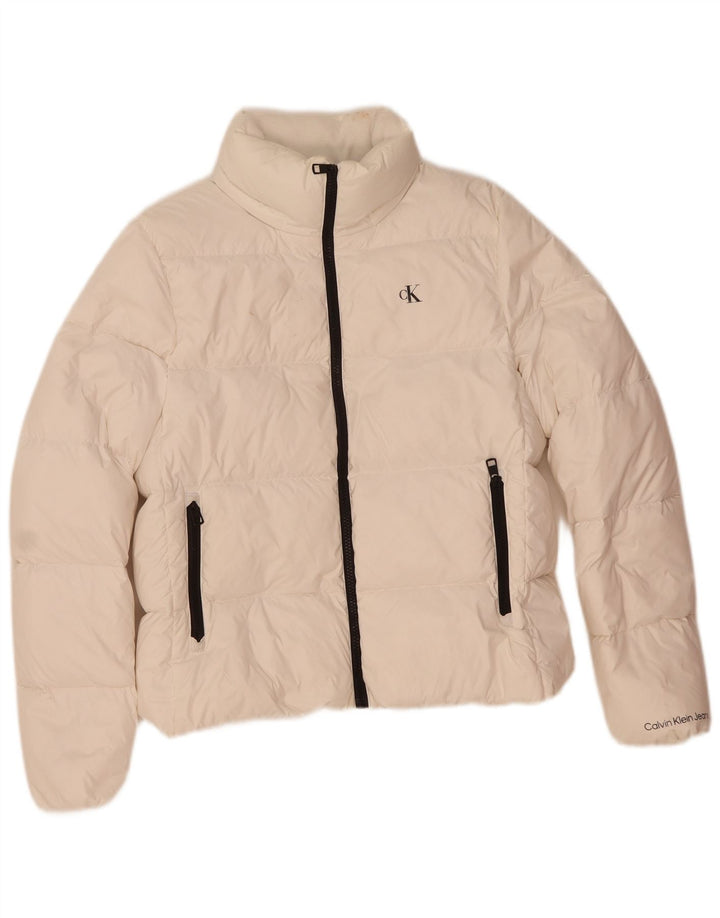 Damska ocieplana kurtka Calvin Klein Jeans UK 10 Small, biała, poliamidowa