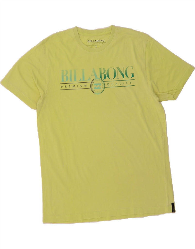 BILLABONG Mens Graphic T-Shirt Top Large Yellow Cotton Vintage Billabong and Second-Hand Billabong from Messina Hembry 