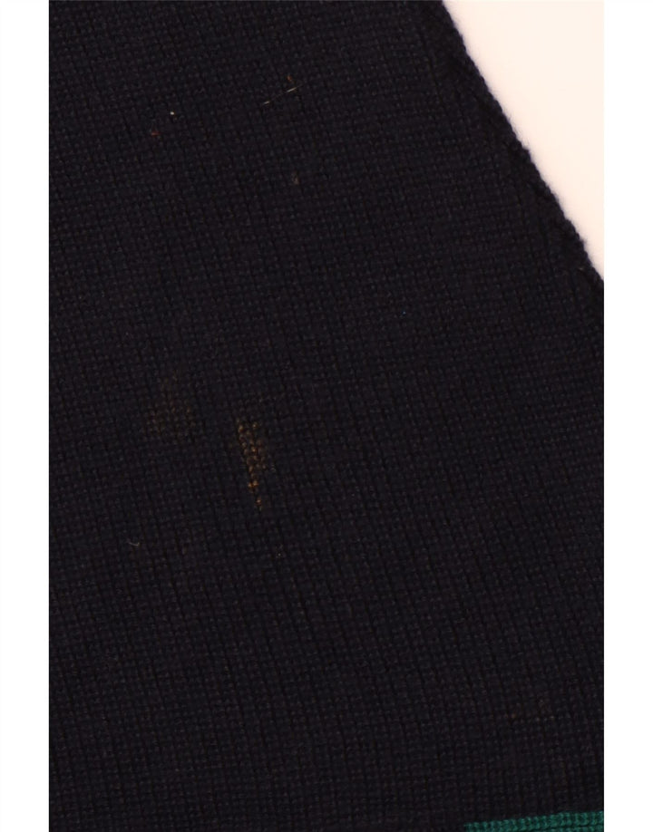 VINTAGE Męski sweter z dekoltem w łódkę XL Granatowy, wełniany blok kolorów