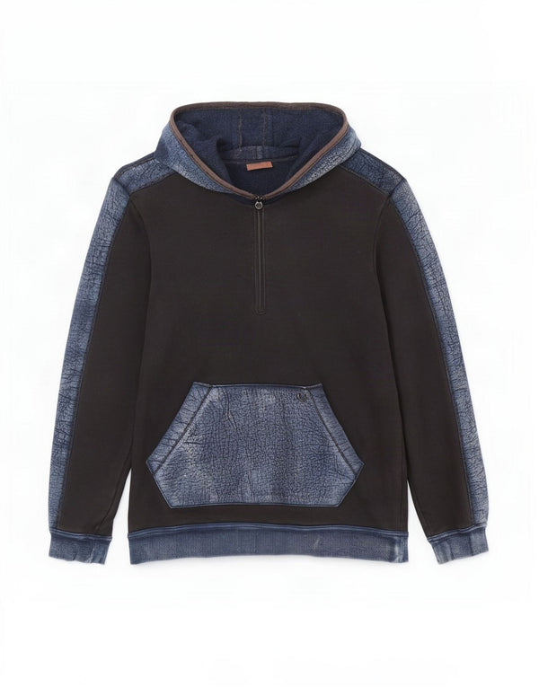 Męski sweter z kapturem i zamkiem True Religion, bawełniany, w kolorze średniej czerni