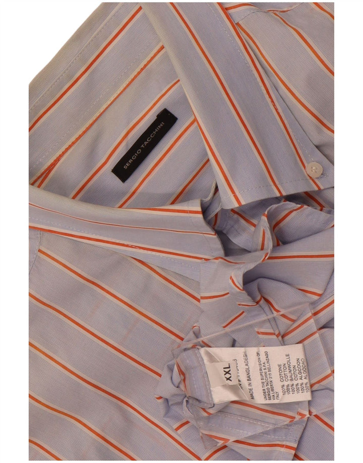 Koszula męska z krótkim rękawem Sergio Tacchini, bawełniana w niebieskie paski 2XL