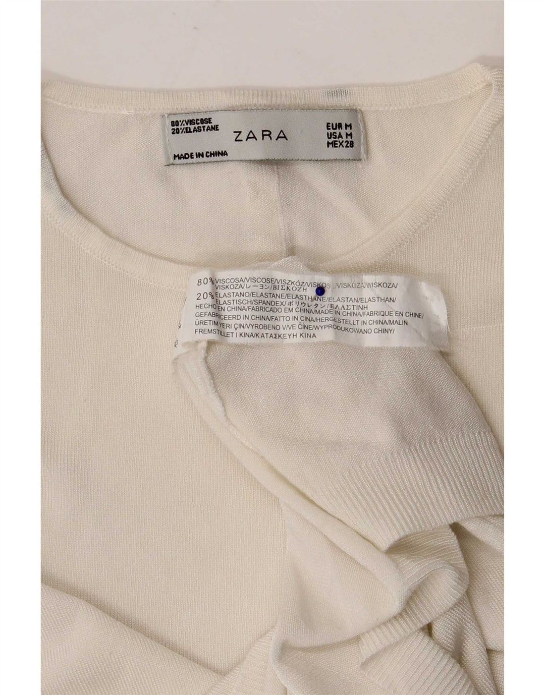 Damski krótki top Zara UK 12 Średniobiała wiskoza