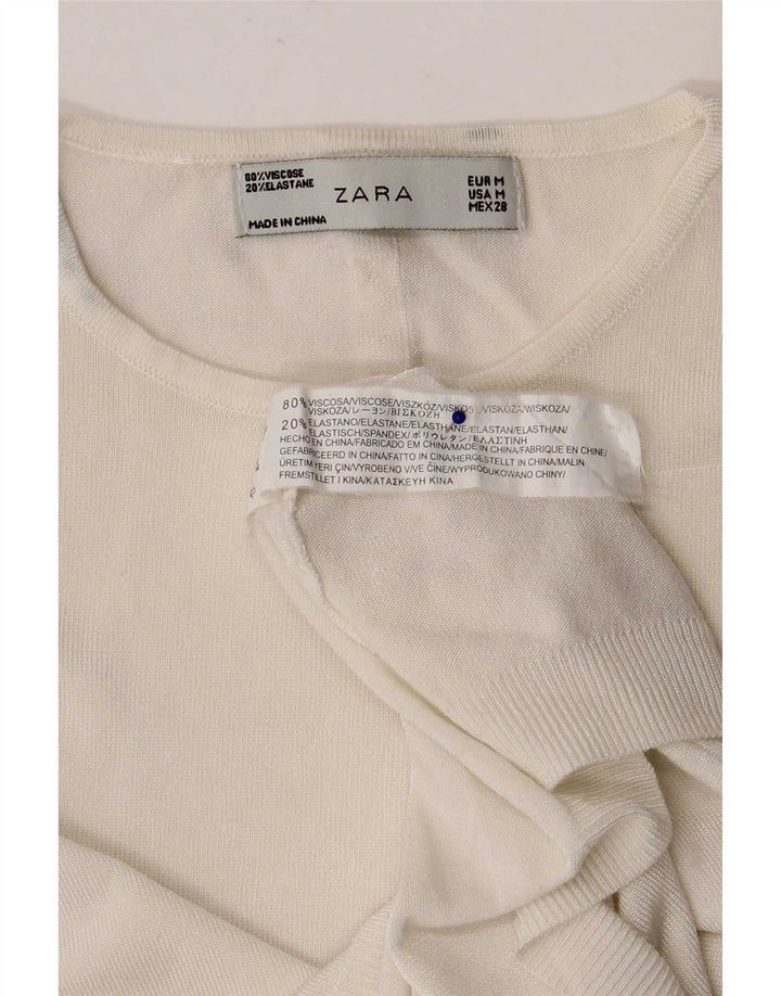 Damski krótki top Zara UK 12 Średniobiała wiskoza