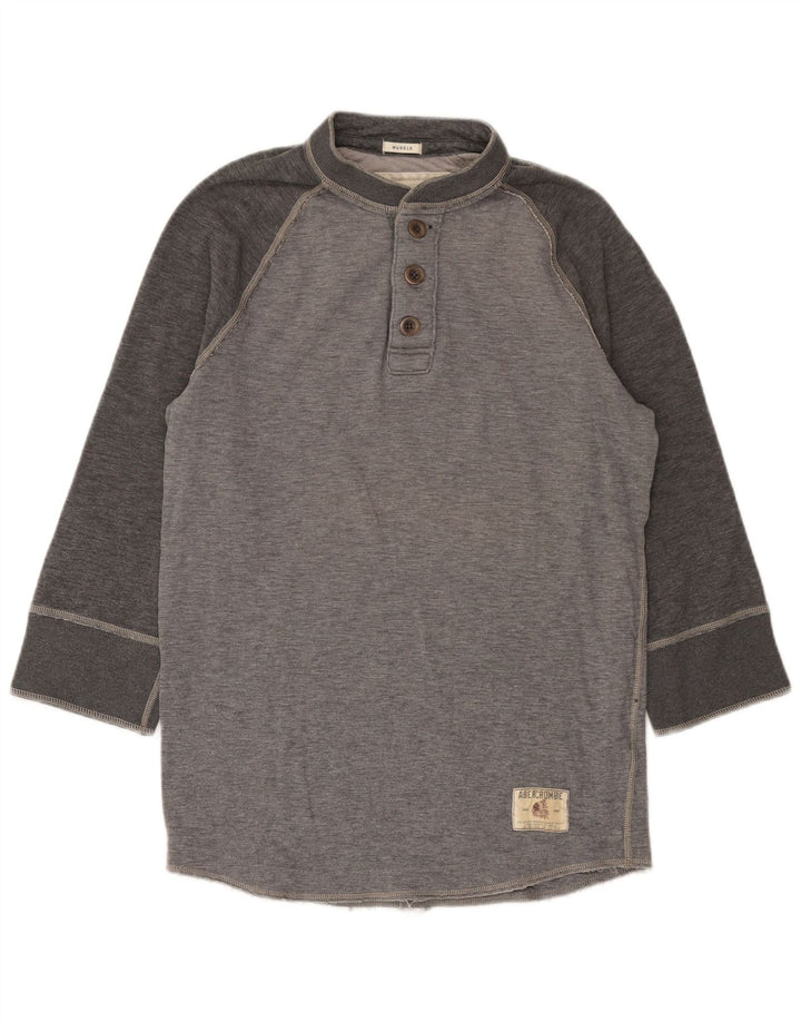 Męski top z rękawami 3/4 Abercrombie & Fitch, duży, szary, bawełniany