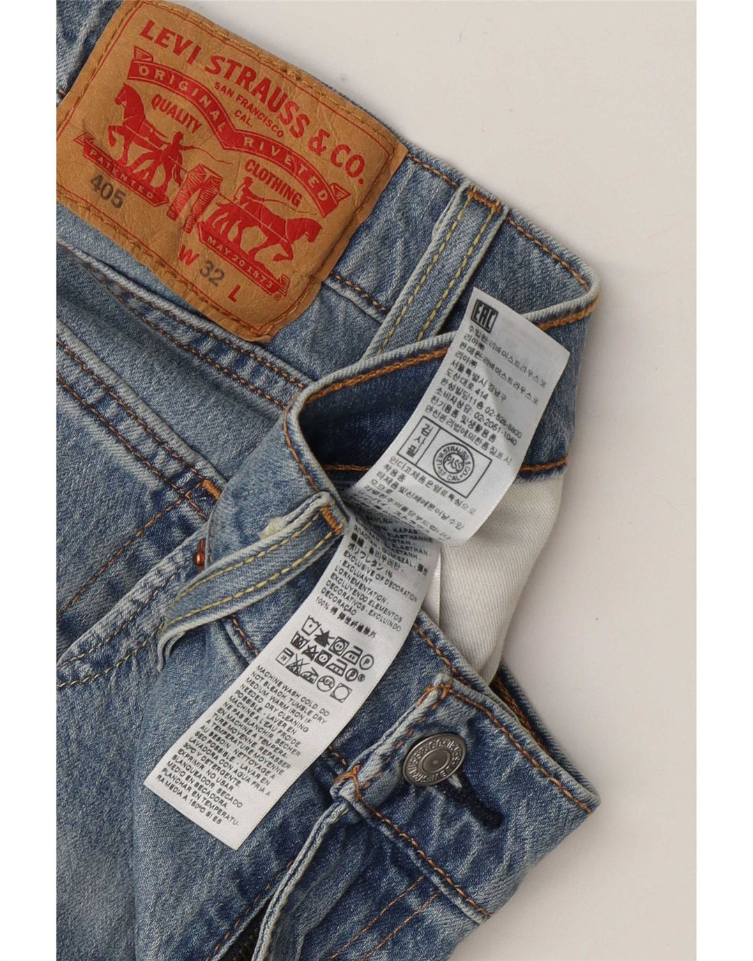 Męskie spodenki jeansowe Levi's 405 W32 Średnioniebieskie, bawełniane