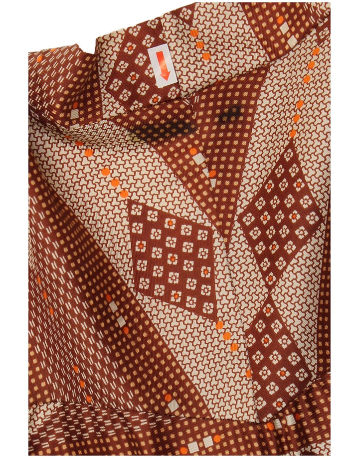 Vintage damska kopertowa sukienka maxi UK 12 Średni brąz Argyle/Diament