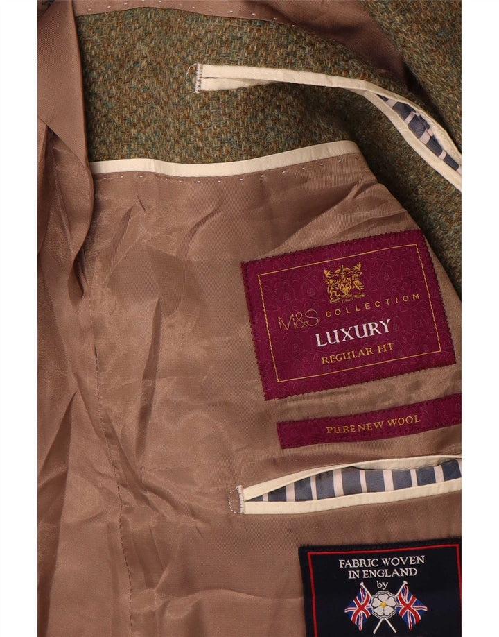 Marks & Spencer Męska marynarka zapinana na 2 guziki o regularnym kroju, UK 38, średni khaki
