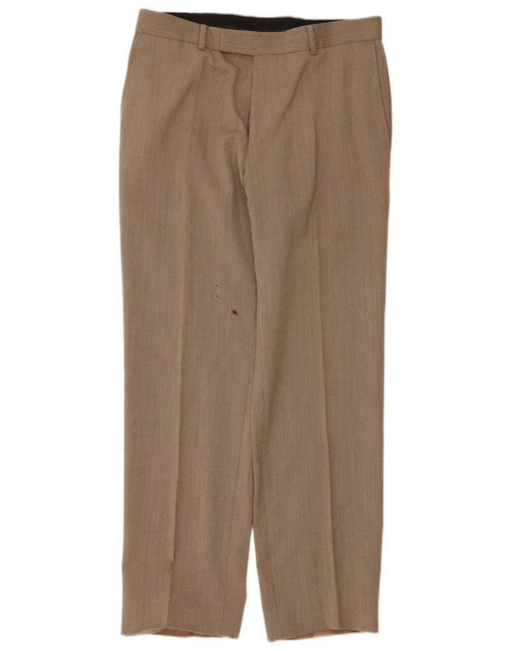 Męskie proste spodnie garniturowe Hugo Boss IT 48 Medium W34 L30 Brązowe