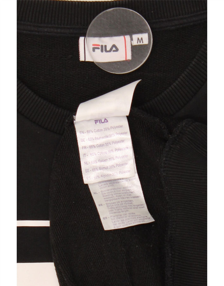 Damska bluza z grafiką Fila, UK 14, średnia czarna bawełna