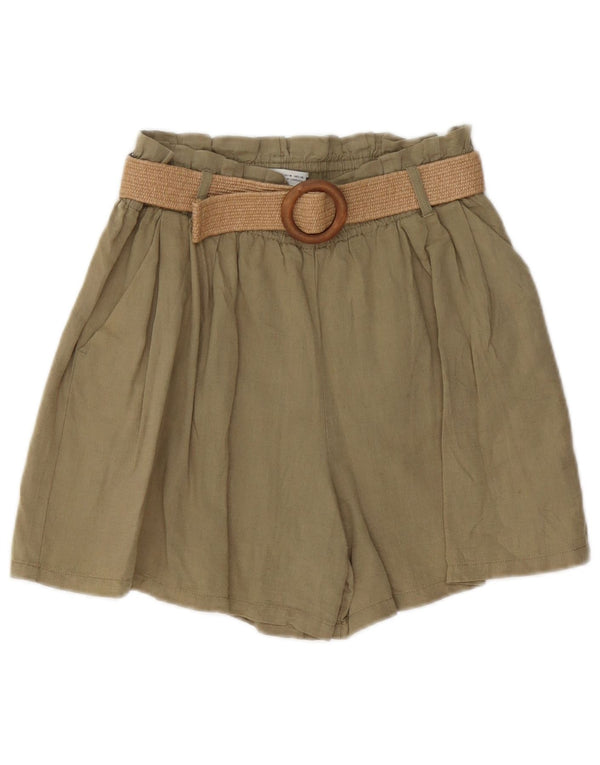 Damskie spodenki chino z wysokim stanem Zara, średnie W30, khaki, lniane