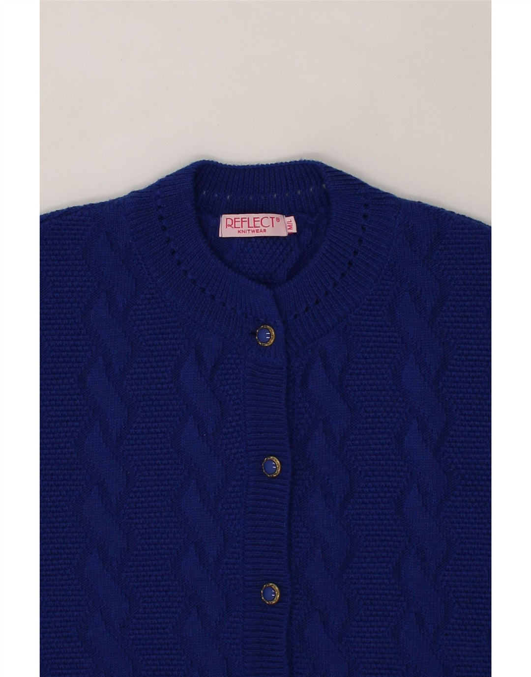 REFLECT Womens Cardigan Sweater UK 14 Medium Blue Polyester Vintage Reflect and Second-Hand Reflect from Messina Hembry 